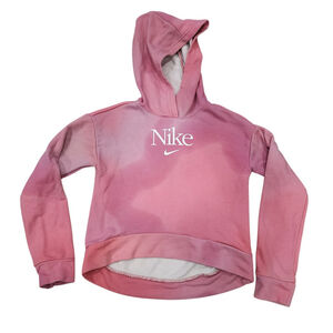 Nike Girls Pink Pullover Hoodie Youth Medium Swoosh Logo Sweatshirt